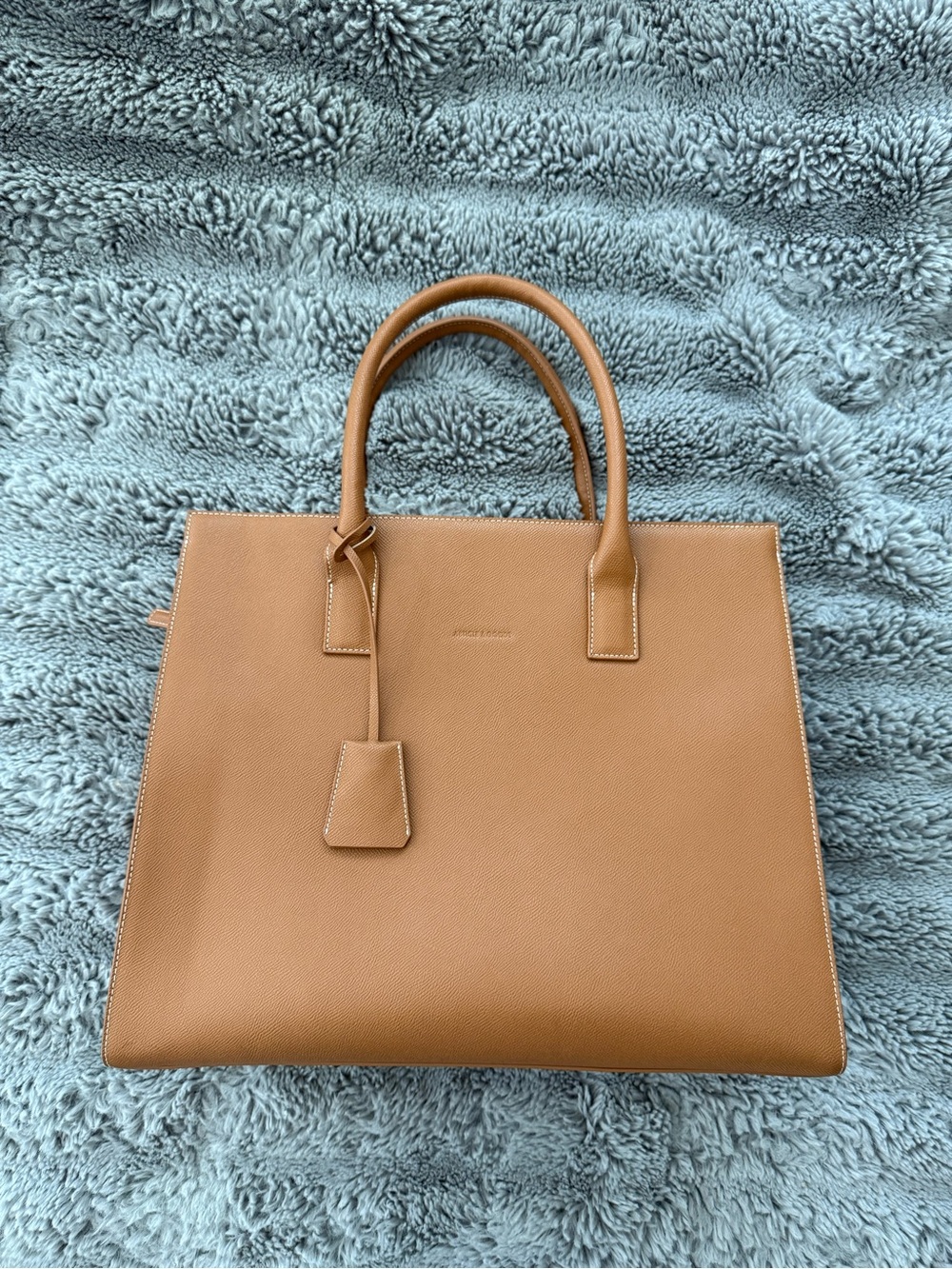 Article & Goods Tan Leather Structured Tote Bag large